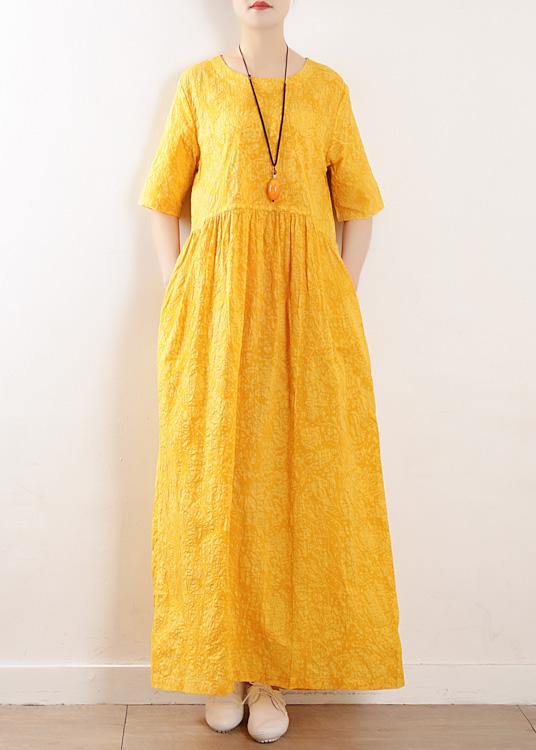 DIY half sleeve linen Wardrobes Tutorials yellow Dresses summer - SooLinen