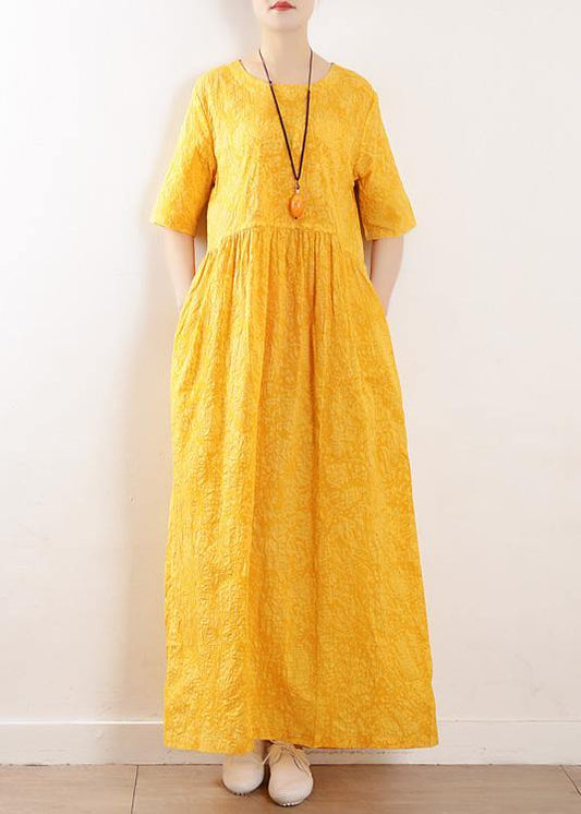 DIY half sleeve linen Wardrobes Tutorials yellow Dresses summer - SooLinen