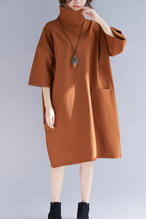 DIY High Neck Halbarm Strick Tunika Top Mom Wardrobes braune Tunika Kleider Frühling