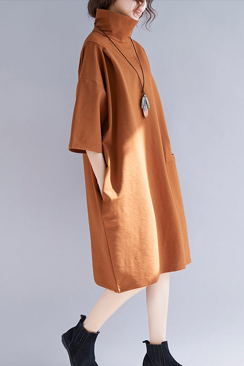 DIY High Neck Halbarm Strick Tunika Top Mom Wardrobes braune Tunika Kleider Frühling