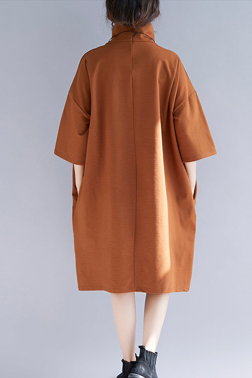 DIY High Neck Halbarm Strick Tunika Top Mom Wardrobes braune Tunika Kleider Frühling