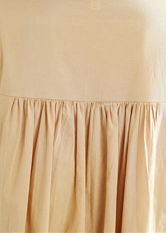 DIY khaki Baumwollhemden Bio-Fotografie Stehkragen lose Sommerkleider