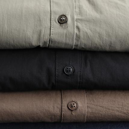 DIY lapel patchwork Shirts Work Outfits chocolate top - SooLinen