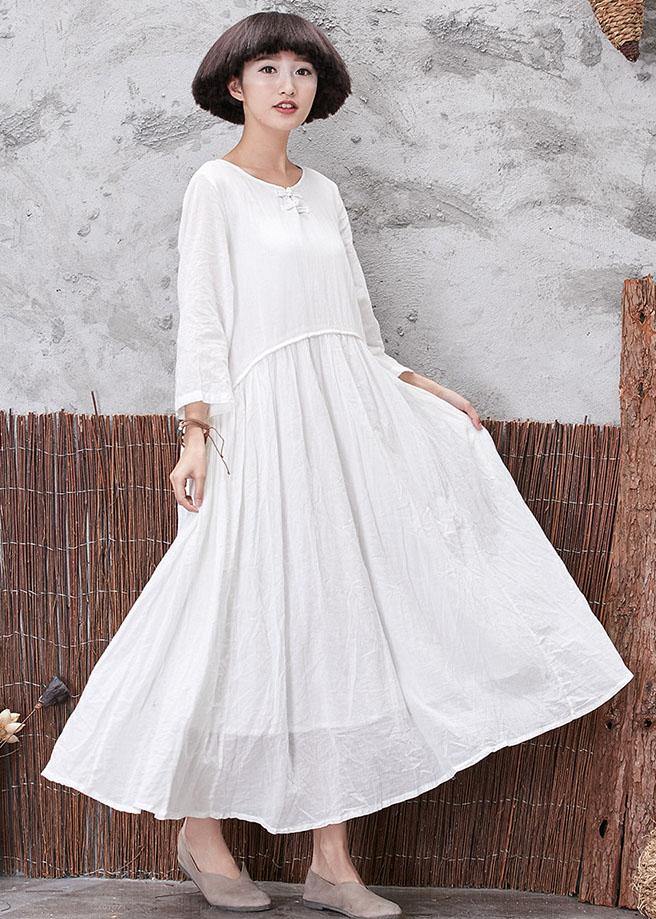 DIY layered linen dresses Tunic Tops white Dress fall - SooLinen