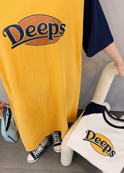 DIY o neck clothes For Women white Letter Robe Dress - SooLinen