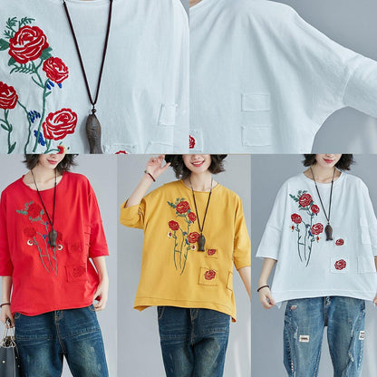 DIY o neck patchwork cotton clothes stylish Photography white cotton blouses Summer - SooLinen