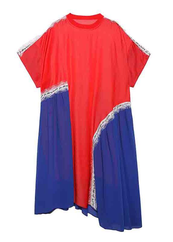 DIY o neck patchwork tulle cotton Neckline green Maxi Dresses - SooLinen