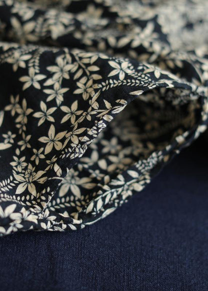 DIY o neck pockets linen summer dress pattern black print Dresses - SooLinen