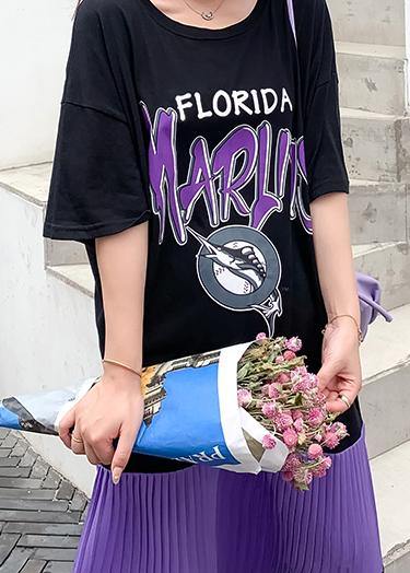 DIY o neck Cinched quilting clothes black Letter Dress - SooLinen