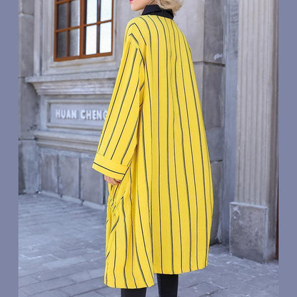 DIY Taschen Baumwollkleidung für Frauen Taillierte Hemden schwarz gestreifte Alltagskleider