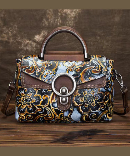 DIY Retro Apricot Prägemalereien Kalbsleder Messenger Bag