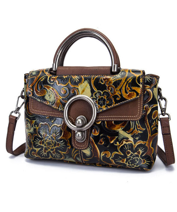 DIY Retro Apricot Prägemalereien Kalbsleder Messenger Bag