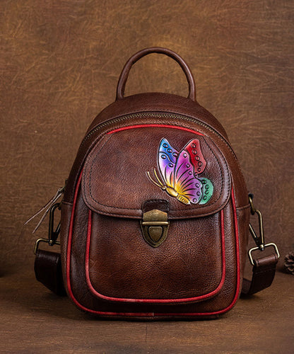 DIY Retro Grün Vielseitige Paitings Kalbsleder Rucksack Tasche