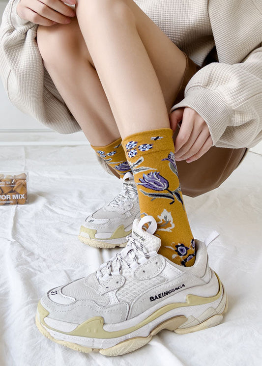 DIY Retro-Print Illustration Baumwolle Crew Socken
