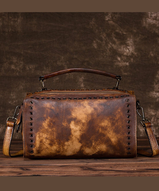 DIY Retro Gelb Rub Farbe Paitings Kalbsleder Messenger Bag