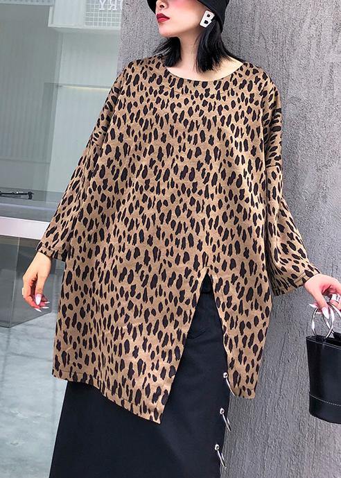 DIY side open cotton tops Inspiration Leopard Traveling tops - SooLinen