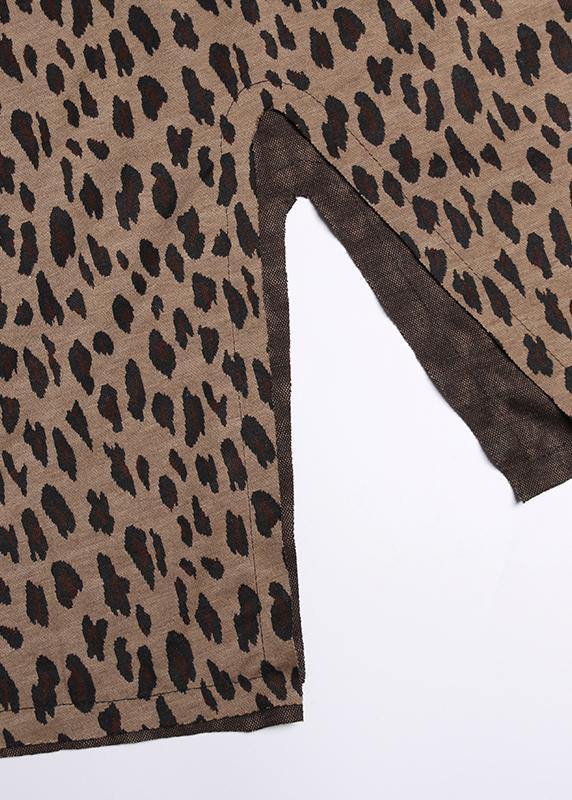 DIY side open cotton tops Inspiration Leopard Traveling tops - SooLinen