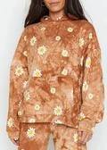 Daisy Print Tie Dye Hoodies Women Yellow Sweatshirts - SooLinen