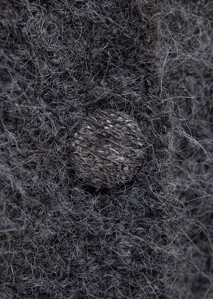 Dunkelgrauer Fuchskragen mit Knopfleiste, Patchwork-Design, kuscheliger Frühlingsstrickkragen im Matrosenstil