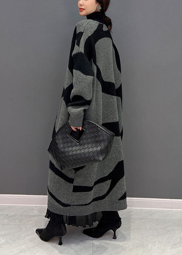 Dunkelgrau Gemütliche Strick Lose Strickjacke Übergroße Dicke Winter