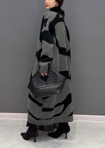 Dunkelgrau Gemütliche Strick Lose Strickjacke Übergroße Dicke Winter