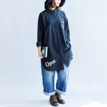 Days with Rose Schwarze Oversize-Hemdkleider aus Baumwolle Langes Etuikleid aus Baumwolle Freizeitkleidung