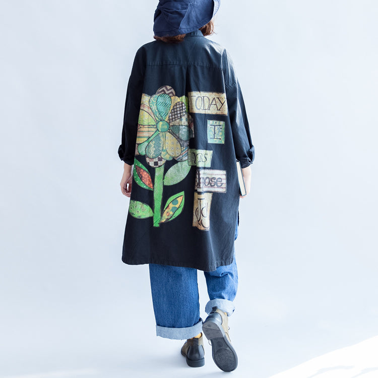 Days with Rose Schwarze Oversize-Hemdkleider aus Baumwolle Langes Etuikleid aus Baumwolle Freizeitkleidung