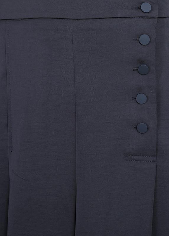 Diy Black Button Wide Leg Pants Summer - SooLinen