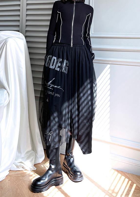 Diy Black Patchwork Letter Casual Pants - SooLinen