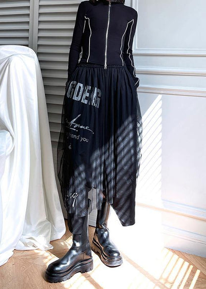 Diy Black Patchwork Letter Casual Pants - SooLinen