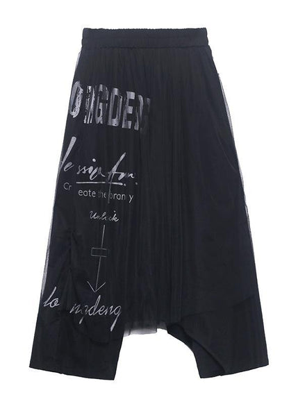 Diy Black Patchwork Letter Casual Pants - SooLinen
