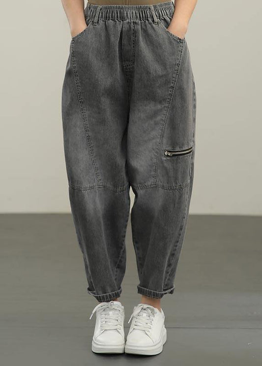 Diy Black pockets Casual Harem Summer Pants - SooLinen