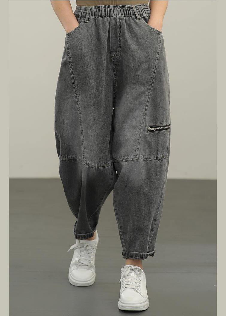 Diy Black pockets Casual Harem Summer Pants - SooLinen