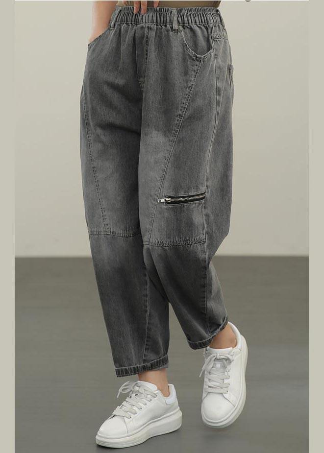 Diy Black pockets Casual Harem Summer Pants - SooLinen