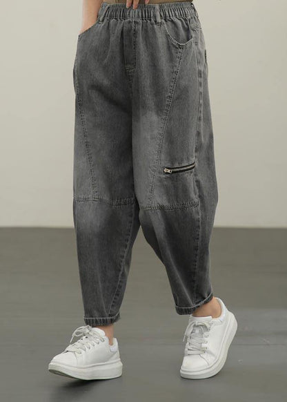 Diy Black pockets Casual Harem Summer Pants - SooLinen