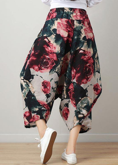 Diy Denim Blue Elastic Waist Cotton Linen Summer Harem Pants - SooLinen