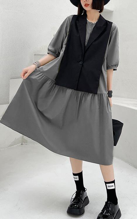 Diy Grey Cotton Summer Vacation Dresses - SooLinen