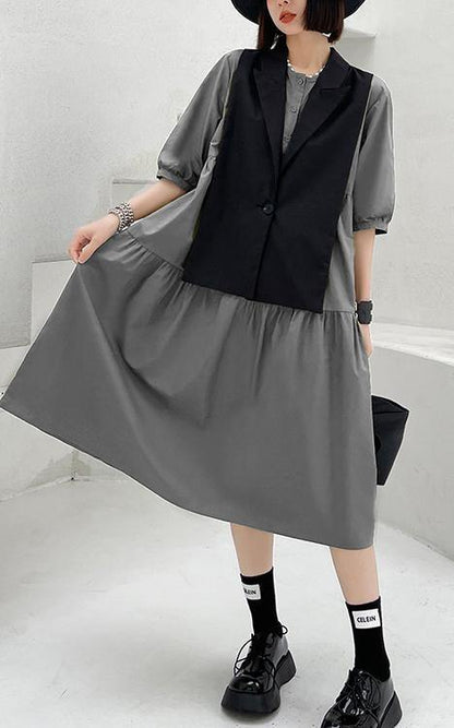 Diy Grey Cotton Summer Vacation Dresses - SooLinen