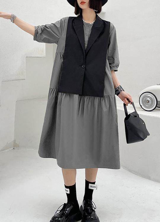 Diy Grey Cotton Summer Vacation Dresses - SooLinen