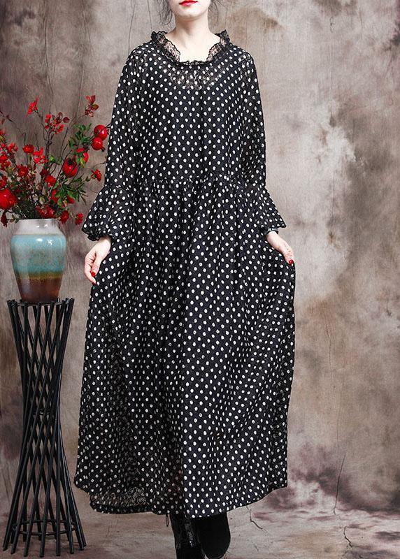 Diy Khaki Dot Silk Patchwork Lace Mid Dress Summer - SooLinen