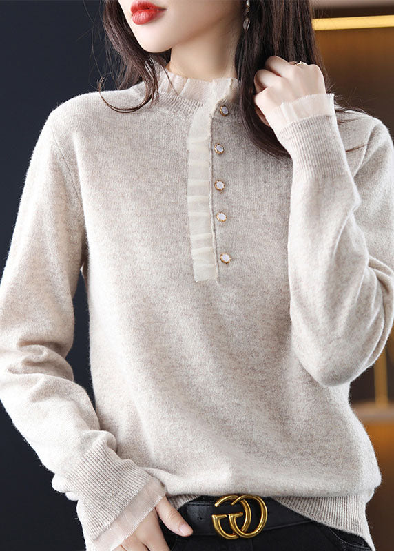 Diy Lila Rüschen Patchwork Wolle Stricken Kurzen Pullover Frühling