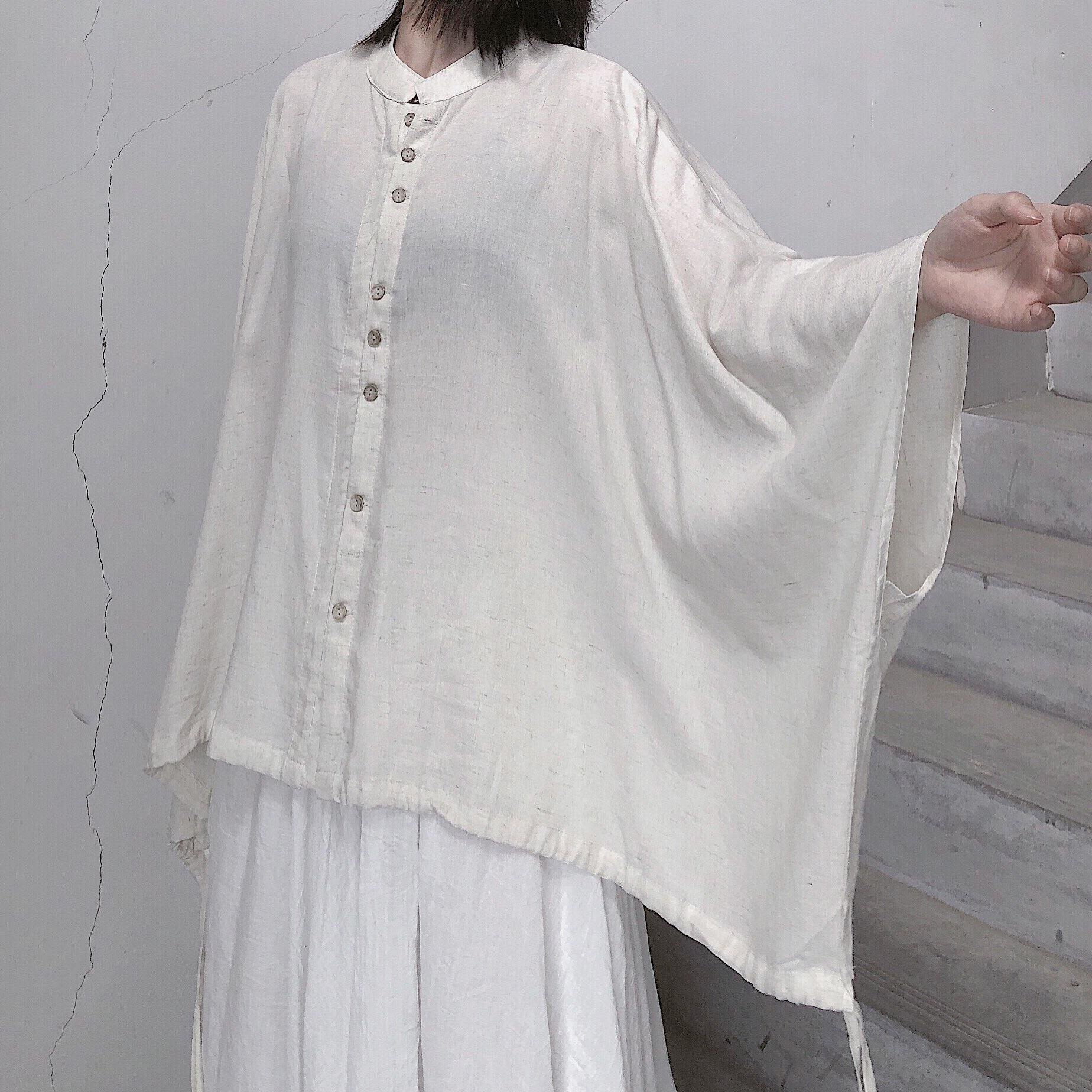 Diy Stand Collar Batwing Sleeve Tops Women Blouses Tutorials Nude Blouses - SooLinen