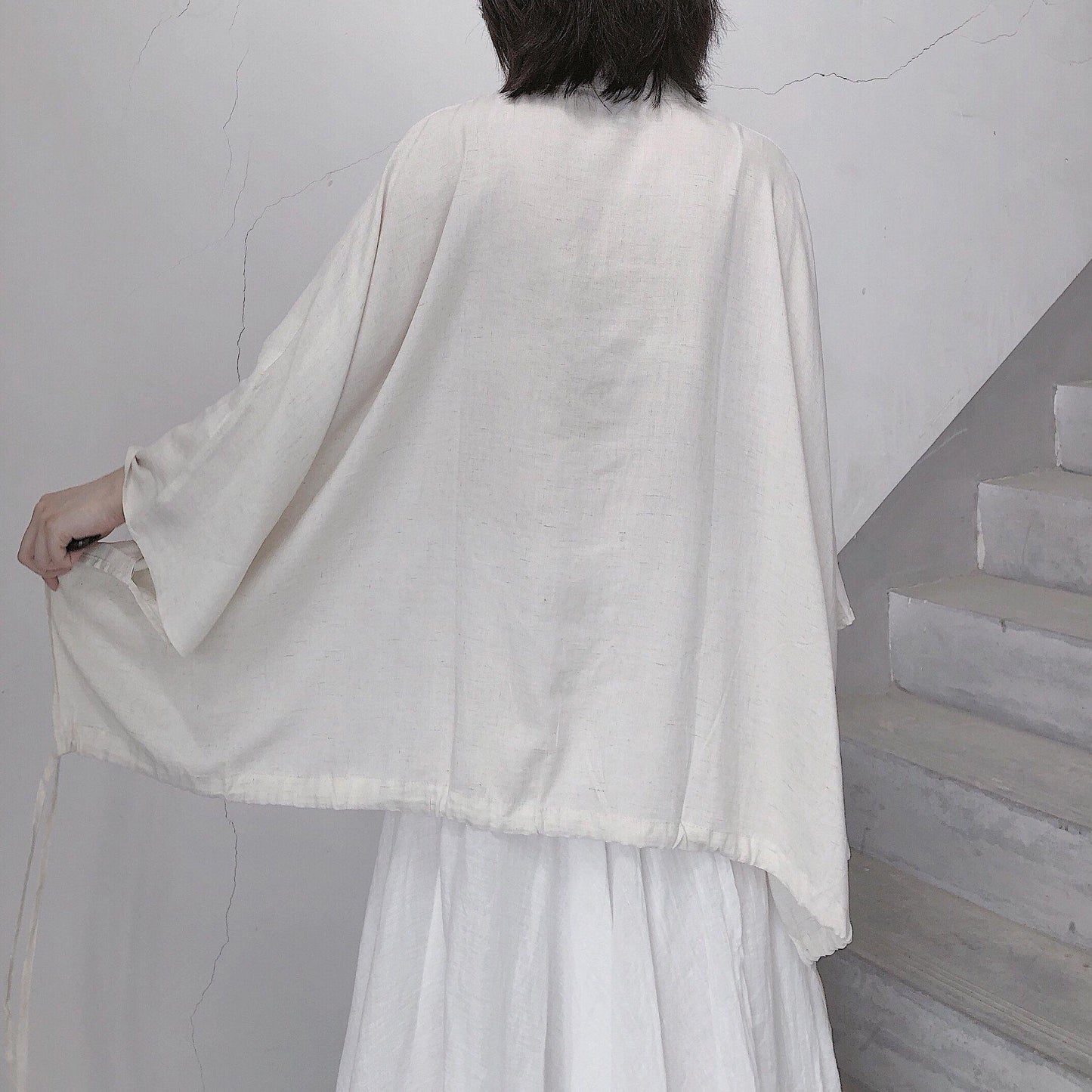 Diy Stand Collar Batwing Sleeve Tops Women Blouses Tutorials Nude Blouses - SooLinen