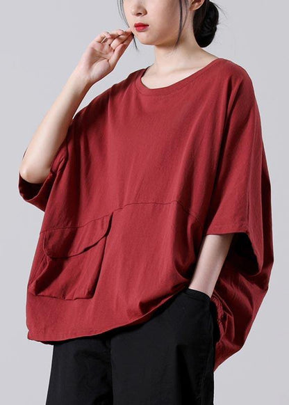 Diy White O-Neck Pockets Cotton Top Summer - SooLinen