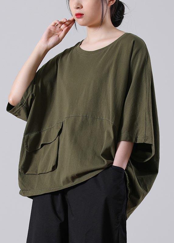 Diy White O-Neck Pockets Cotton Top Summer - SooLinen