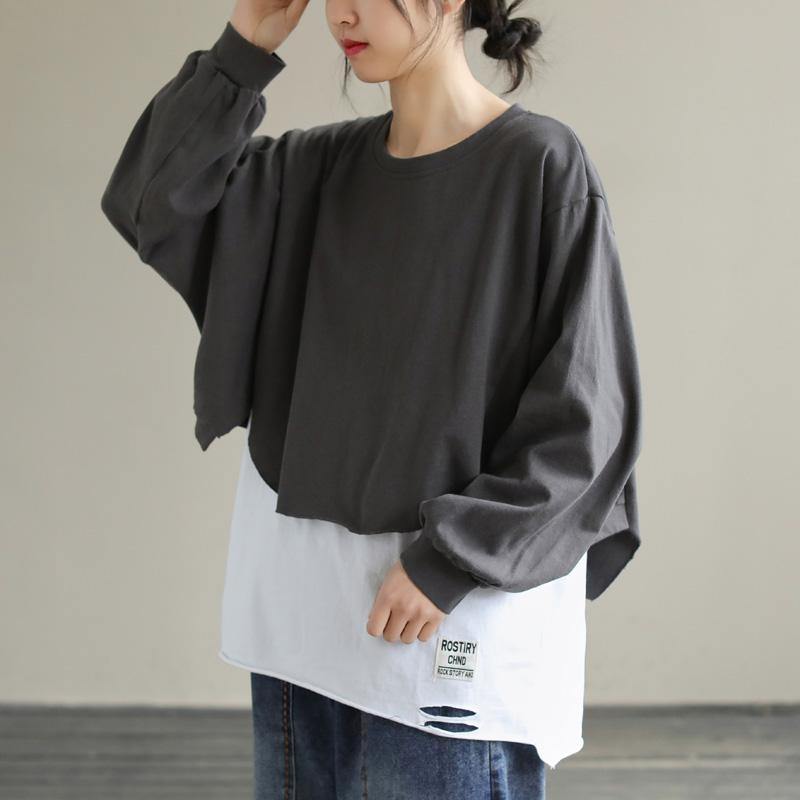 Diy White cotton Tunic Top Patchwork tunic Ripped Hem  tops - SooLinen