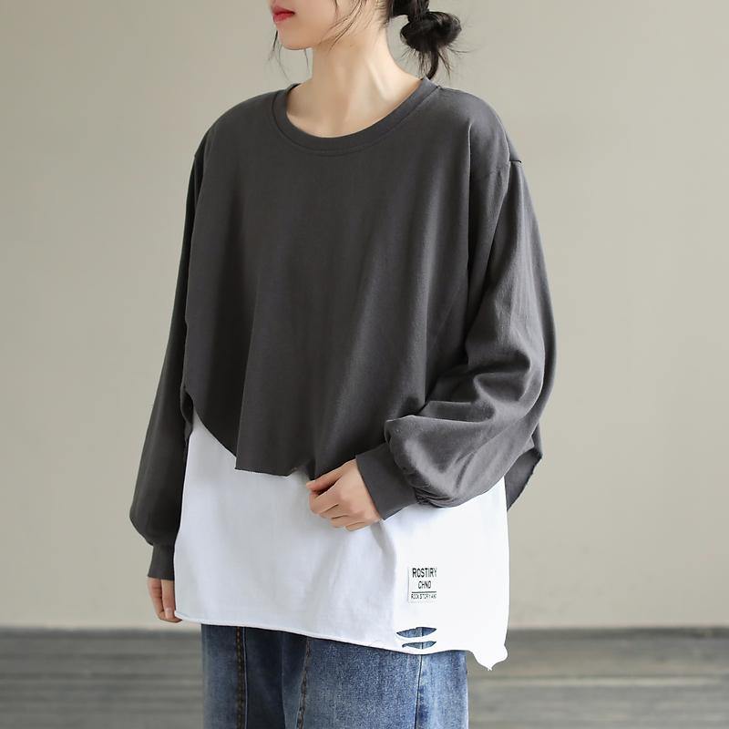 Diy White cotton Tunic Top Patchwork tunic Ripped Hem  tops - SooLinen