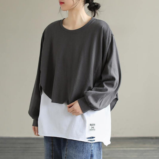 Diy White cotton Tunic Top Patchwork tunic Ripped Hem  tops - SooLinen