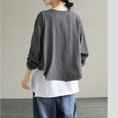 Diy White cotton Tunic Top Patchwork tunic Ripped Hem  tops - SooLinen