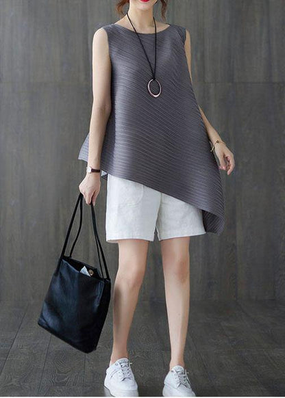 Diy Yellow asymmetrical design Blouses Summer - SooLinen